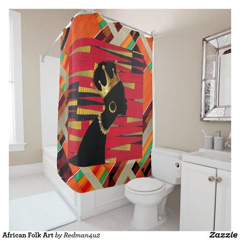 African Folk Art Shower Curtain Yellow Shower Curtains Watercolor Shower Curtain