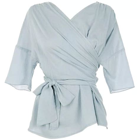 Light Blue Kimono Style Top Womens Fashion Tops Blouses On Carousell