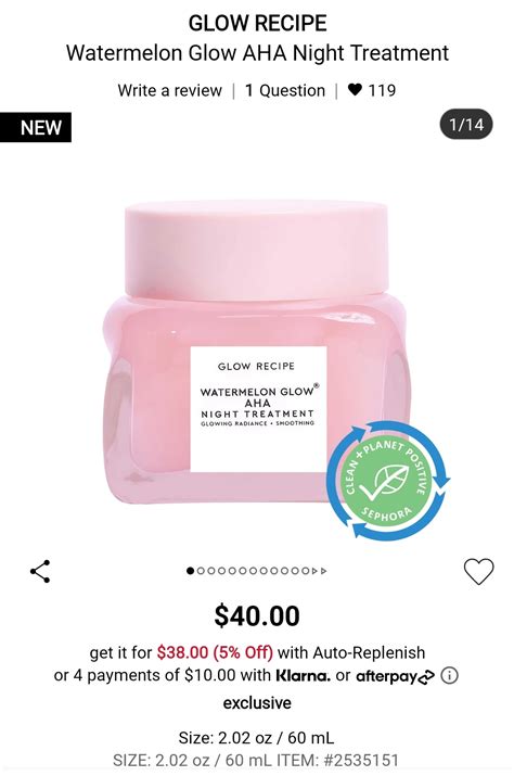 Sephora Glow Recipe New Release Watermelon Glow Aha Night Treatment