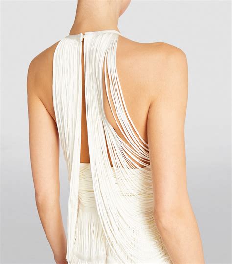 Hervé Léger Draped Fringed Maxi Dress Harrods US