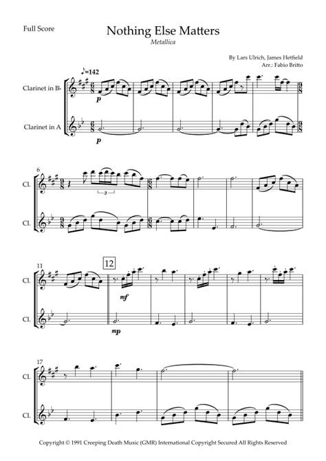 Nothing Else Matters Arr Fabio Britto By Metallica Sheet Music For