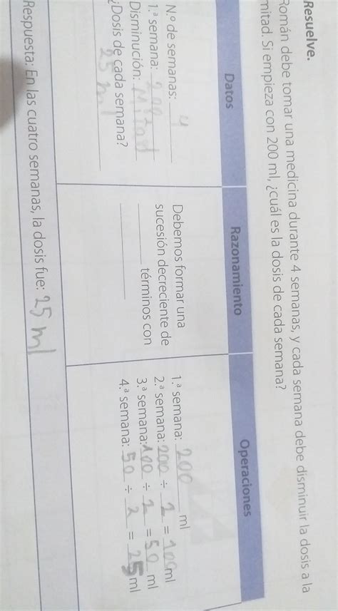 Resuelve Rom N Debe Tomar Una Medicina Durante Semanas Y Cada Semana