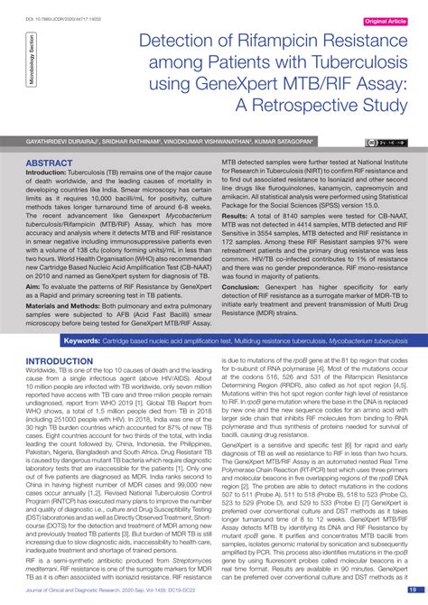 Pdf Detection Of Rifampicin Resistance Among Patients With