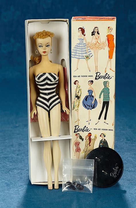 Blonde Ponytail Barbie Orig Swim Suit Shoes Stand Earrings Booklet Box