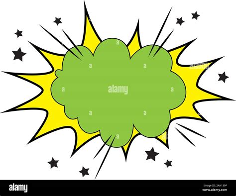 Explosion Green Color And Stars Pop Art Style Icon Stock Vector Image