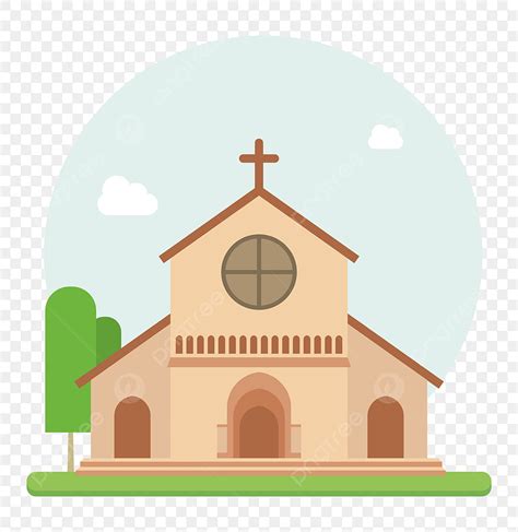 Cross Christian Church Vector PNG Images, Christian Church Flat Vector ...