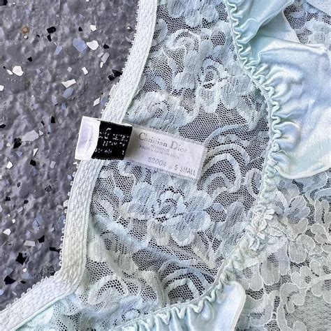 Vintage Christian Dior Lingerie Blue Lace Ribbon Depop