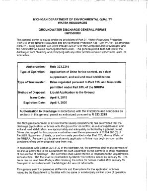 Fillable Online Groundwater Discharge General Permit Gw