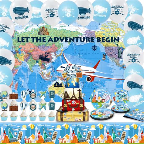 Travel Theme Birthday Party Supplies Around The World Party Decorations Kits Set With Latex