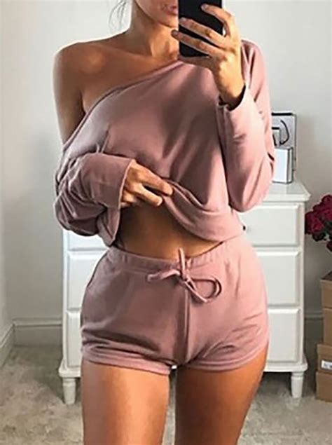 Lana Pajamas Sexy Off Shoulder Crop Top Shorts Pj Set Booty Pajama