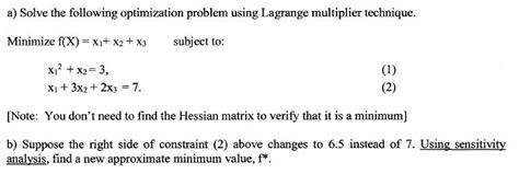 Solved Solve The Following Optimization Problem Using Chegg