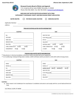 Fillable Online Fillable Water Heater Replacement Data Form Fillable