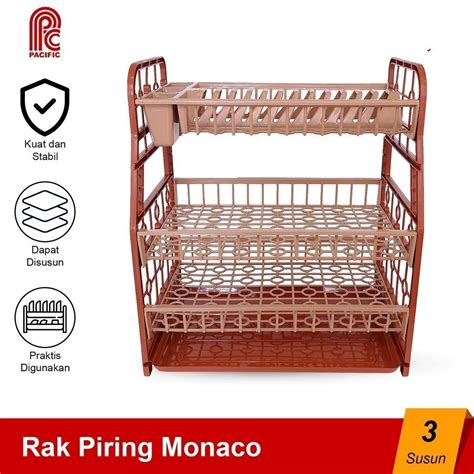 Jual Pacific Rak Piring Plastik 3 Susun Monaco Dish Rack Dengan Nampan