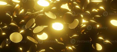 Gold coins falling on black background 3D render 28275907 Stock Photo ...