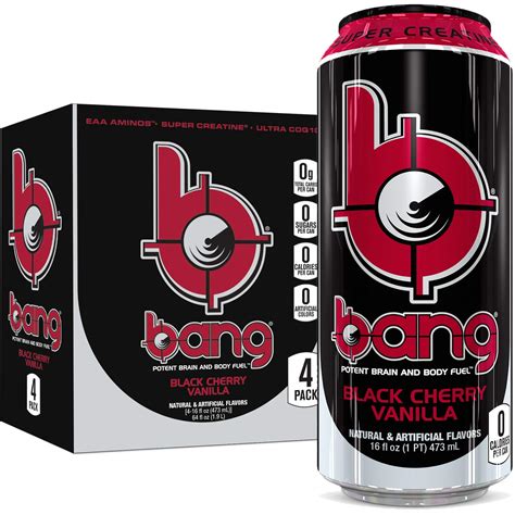 Bang Black Cherry Vanilla Energy Drink 0 Calories Sugar Free With Super Creatine