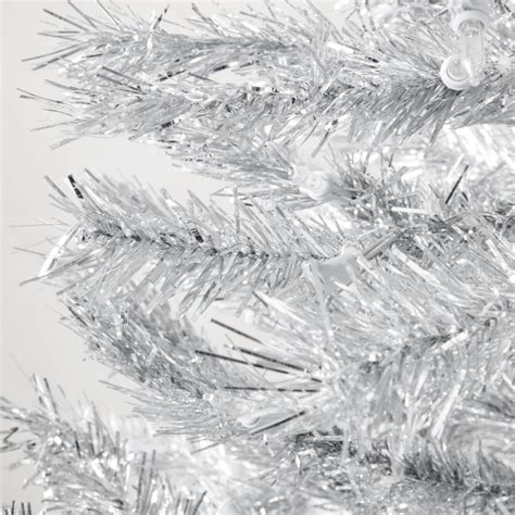 Artificial Silver Tinsel Pre Lit Christmas Tree 6 8 Williams Sonoma