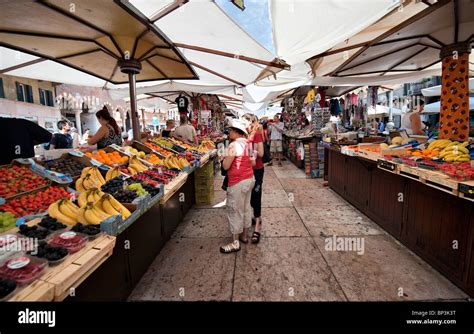 Fruit Stalls Piazza Erbe Market Verona Italy Stock Photo Alamy