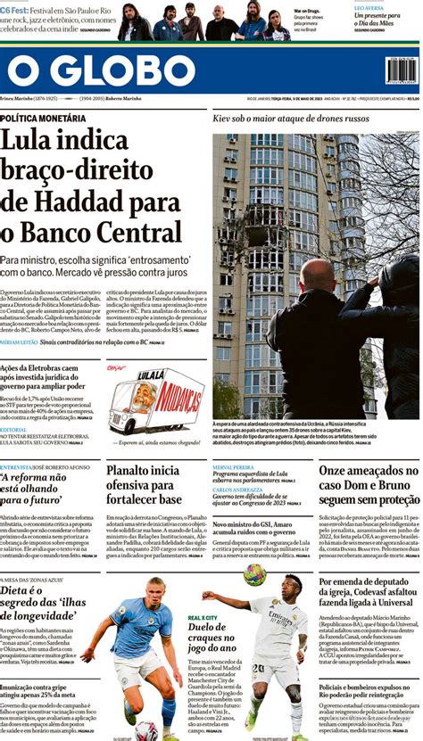 Capa O Globo Edição Terça 9 De Maio De 2023