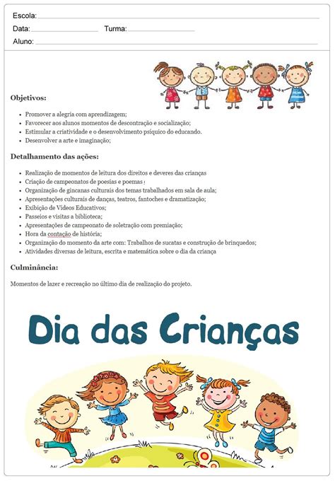 Projeto Dia Da Criança Educação Infantil