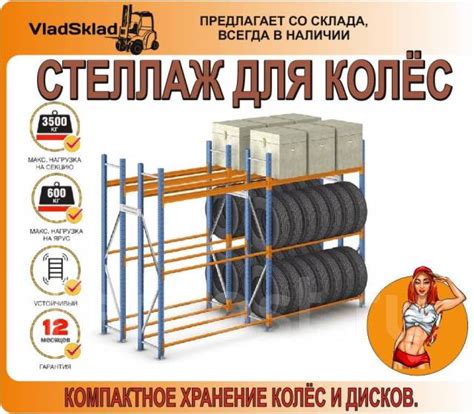 Стеллаж металлический для хранения автомобильных колёс. 2000х1800х600 ...