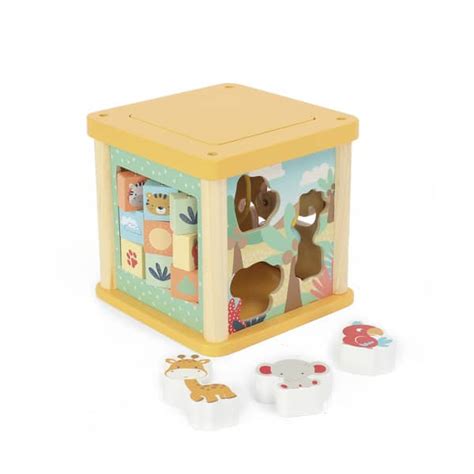 Mini cube d activités d éveil en bois WOOD N PLAY King Jouet