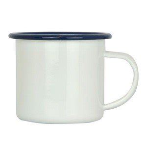 Caneca Esmaltada Branca C Borda Preta