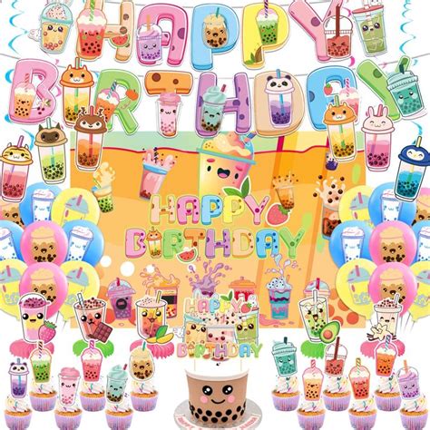 Boba Tea Party Decorations Bubble Tea Birthday Decorations Includes