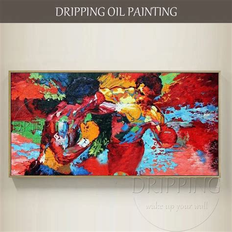 New Arrival Hand Painted Match Boxing Figures Oil Painting On Canvas