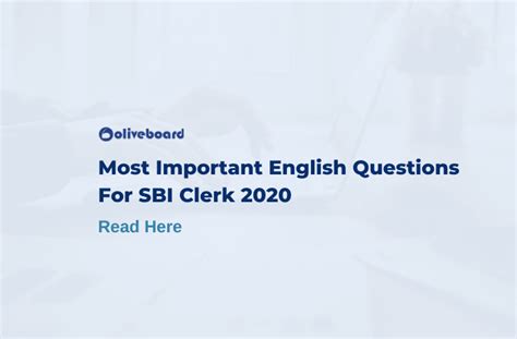 Most Important SBI Clerk English Questions Read Here