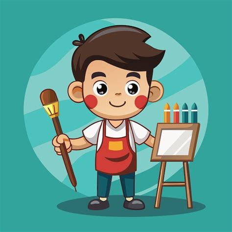 Male Artist Painter Cartoon Illustration | Premium AI-generated image