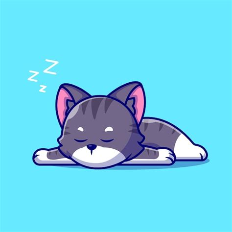 Gato bonito dormindo ícone dos desenhos animados ilustração Vetor Grátis