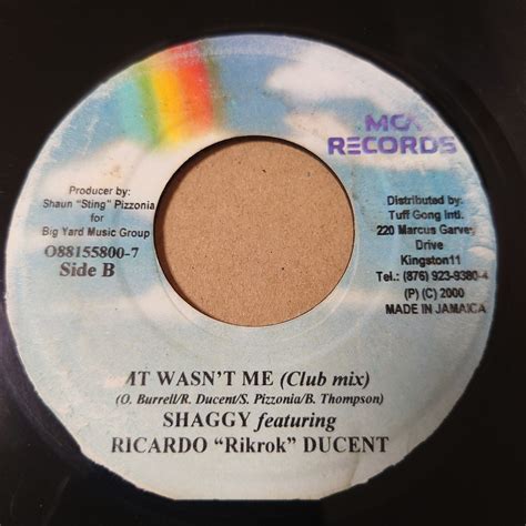 Shaggy And Ricardo Rikrok Ducent It Wasn T Me Mca 7inch レゲエ レコード ショップ Reggae Records Vinyl