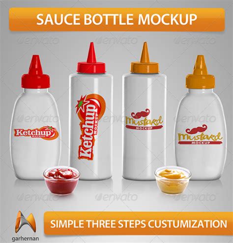 40 Free Sauce Bottle Mockup RED Hot BBQ Chilli Sauce PSD