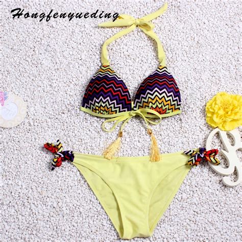 Hongfenyueding Swimwear Swimsuit Brazilian Bikini Solid Thong Micro Bra Sexy Women S