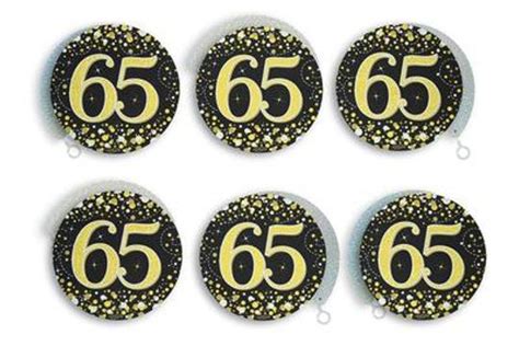 Oaktree Sparkling Fizz Hanging Swirls 65th Black Gold 6pcs