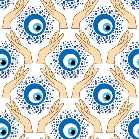 Evil Eye Seamless Pattern Magic Witchcraft Occult Symbol Line Art