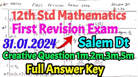 Th Maths Salem Dt First Revision Ful Answer Key Kanimaths