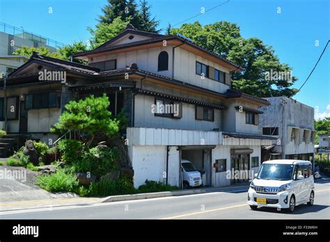 Stylized Japanese Suburban House Fujikawaguchiko Japan Stock Photo