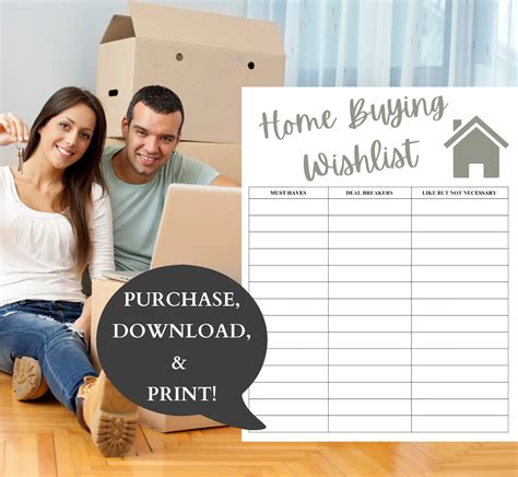 Home Wishlist Printable House Checklist Instant Downloadable Templates ...