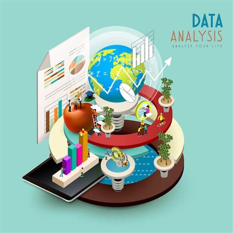 Premium Vector Data Analysis Concept In 3d Isometric Flat Design