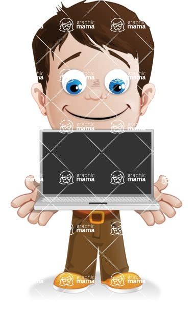 Vector Classic Boy Cartoon Character Laptop Graphicmama