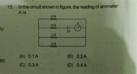 In The Circuit Shown In Figure The Reading Of Ammeter A Is Filo