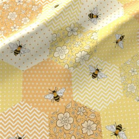 Colorful Fabrics Digitally Printed By Spoonflower Patchwork Bees