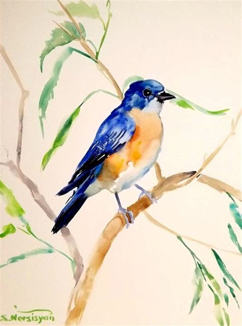 Bluebird Original Watercolor Painting X In Etsy Original