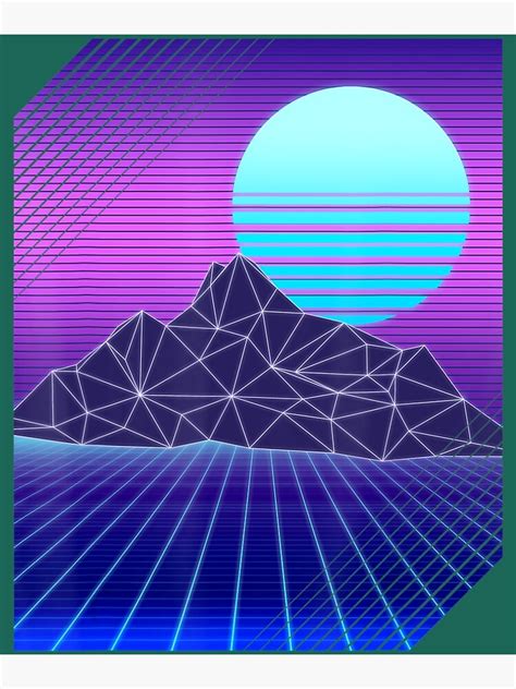 Vaporwave Aesthetic Moon Mountains Scenery Cool Art Poster For Sale