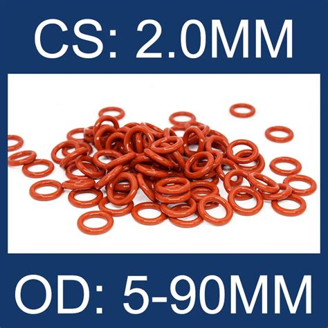 10pcs OD 5 90mm CS 2 0mm Red VMQ Silicone O Ring Food Grade Waterproof