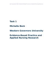 Task 1A Evidence Table Docx Running Head Task 1 Evidence Based