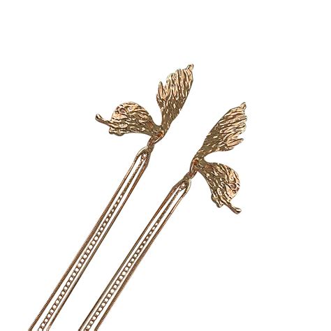 Buy Ayesha Trendy Gold Toned Butterfly Wing Tassel Long Drop Earrings