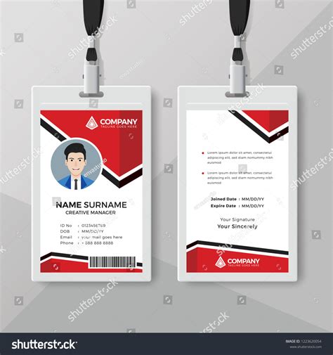 Creative Red Id Card Design Template Stock Vector Royalty Free