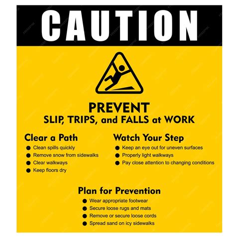 Premium Vector Caution Prevent Slips Trips And Falls Sign Vector